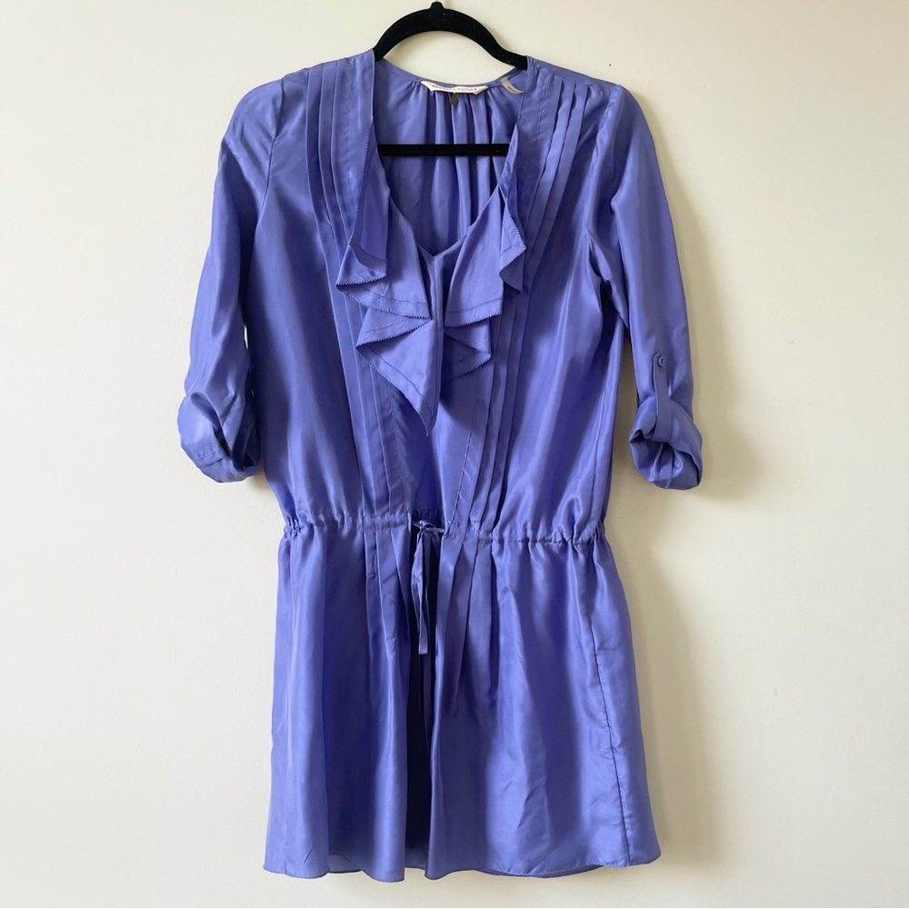 FINAL Rebecca Taylor Silk Periwinkle Ruffle Coquette Femme Mini Dress - Picture 1 of 9
